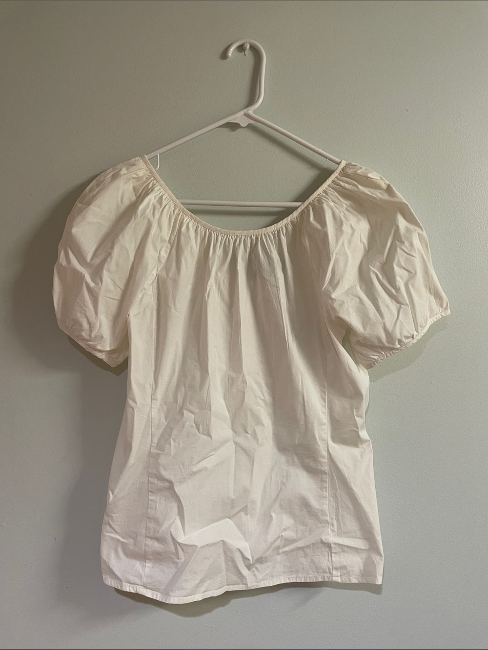 J. Crew White Puff Sleeve Peasant Blouse